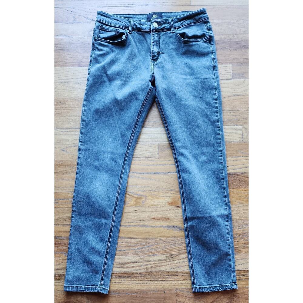 ZLZ Denim Men's Gray Green Slim Fit Jeans - Size 32 W